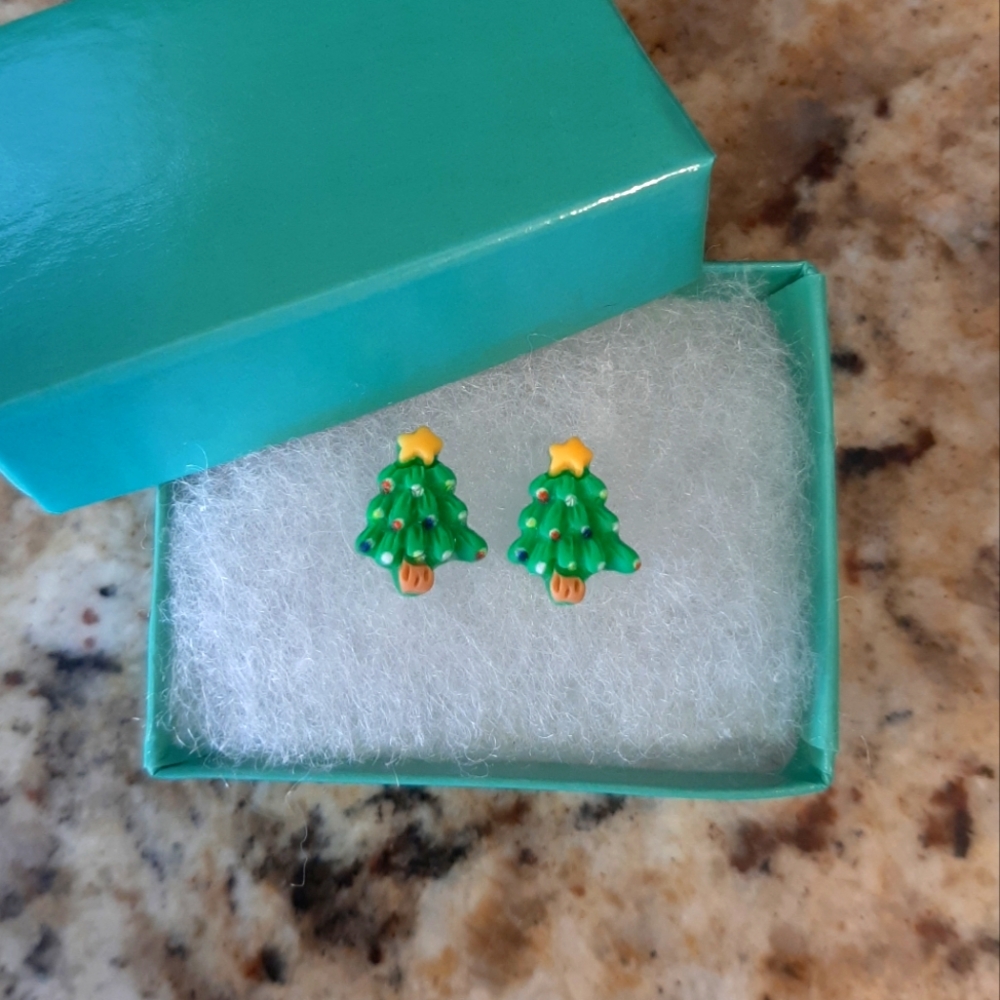 5 For $25.00- Christmas Tree Stud Earrings